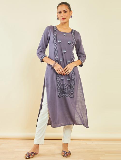 women's straight kurta - 20165905 - Very Small Image - 1