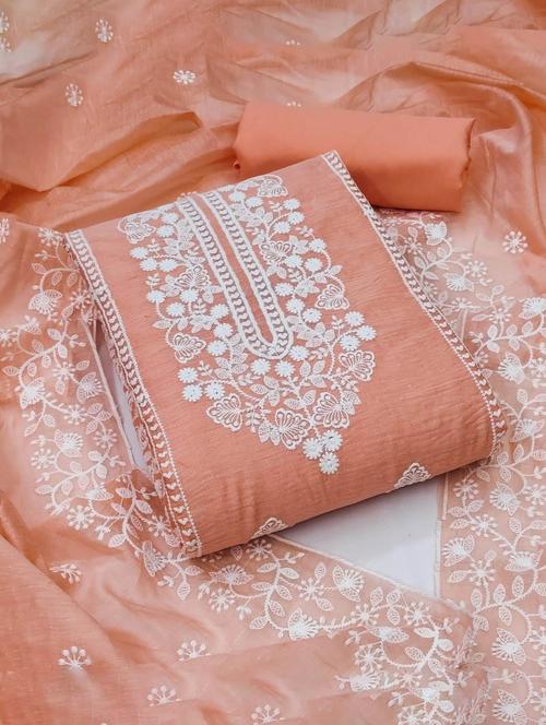 embroidered unstitched salwar suit set - 20177947 - Very Small Image - 1