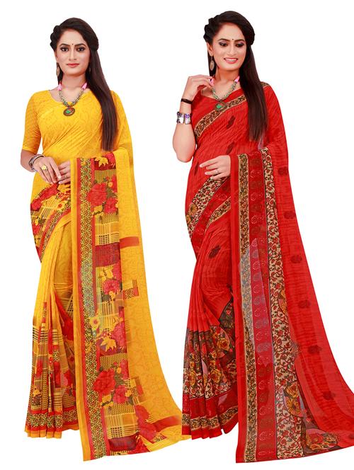 women's saree combo with blouse - 20216623 - Very Small Image - 1
