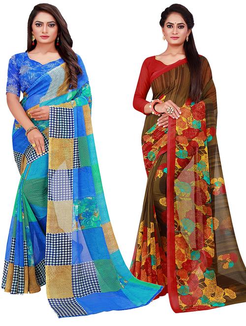 pack of 2 printed saree - 20219379 - Very Small Image - 1
