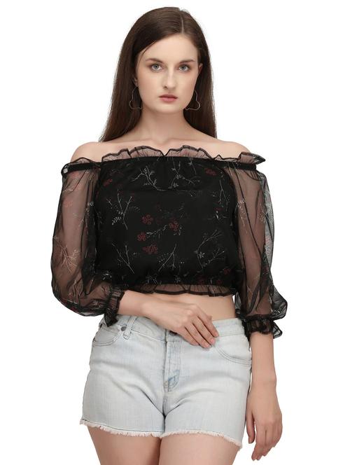 women's crop off shoulder top - 20283925 - Very Small Image - 1