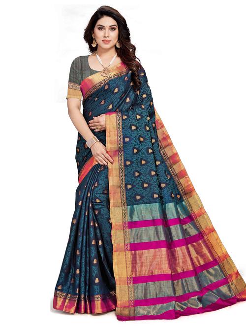 women's self design multi colored saree with blouse - 20306914 - Very Small Image - 1