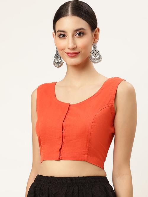 women orange embroidered stitched blouse - 20330556 - Very Small Image - 1