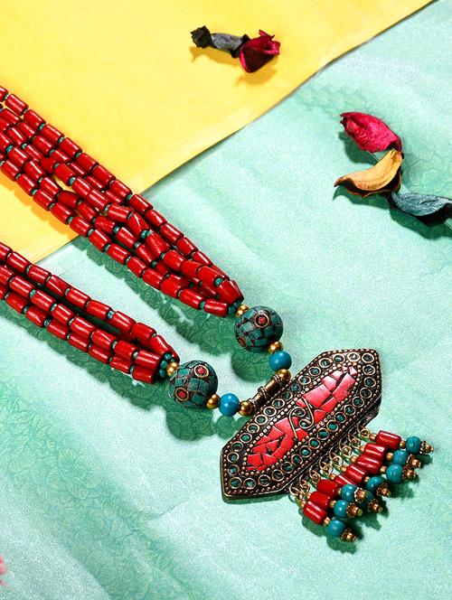 red metal statement necklace - 20331826 - Very Small Image - 1