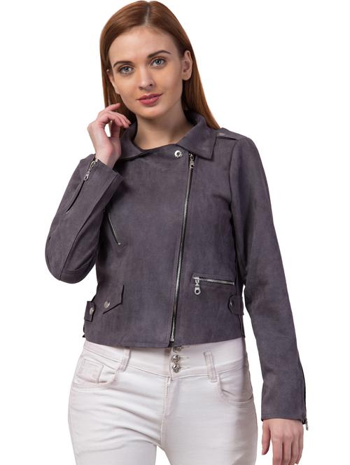 women purple faux leather summer jacket - 20340905 - Very Small Image - 1