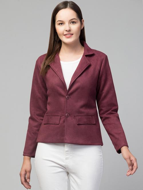 women solid faux summer jacket - 20340921 - Very Small Image - 1
