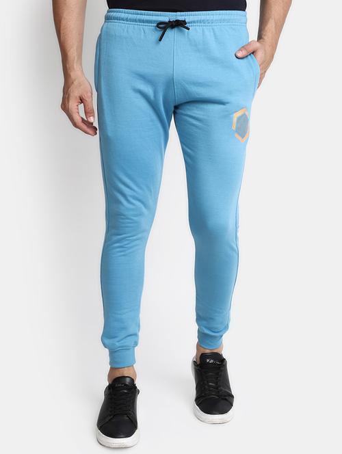 men light blue cotton full length track pant - 20373295 - Very Small Image - 1