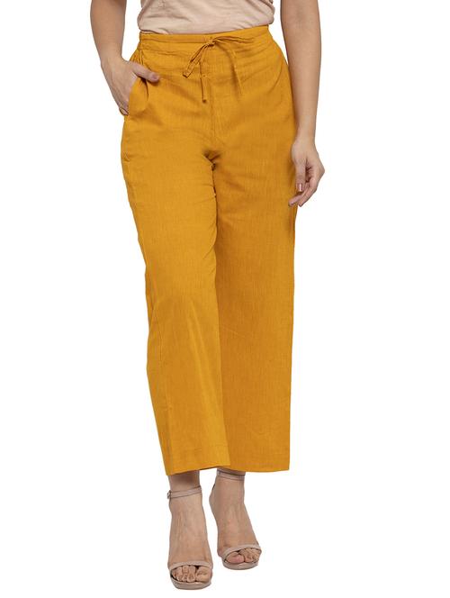 women mustard ankle length straight pants - 20375312 - Very Small Image - 1