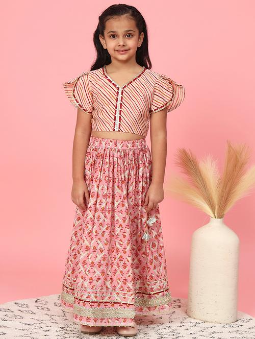 girl printed lehenga choli set - 20381567 - Very Small Image - 1