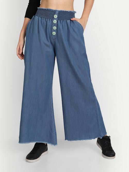 women light blue denim palazzo - 20386840 - Very Small Image - 1