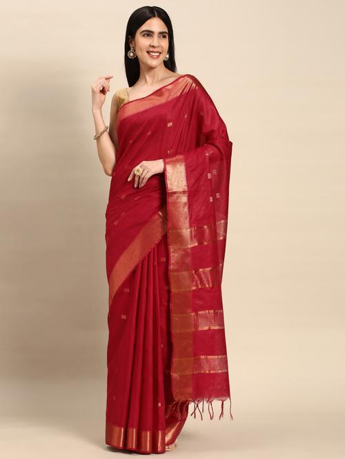 women's self design maroon colored saree with blouse - 20406126 - Very Small Image - 1