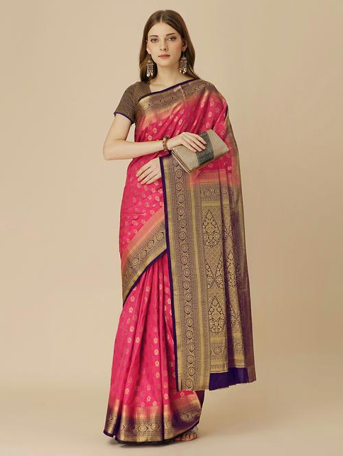 women's self design pink colored saree - 20426692 - Very Small Image - 1