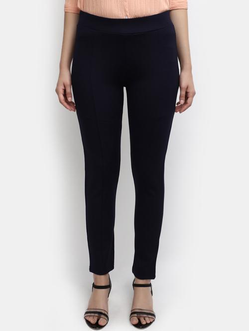 navy blue solid cotton jegging - 20429390 - Very Small Image - 1