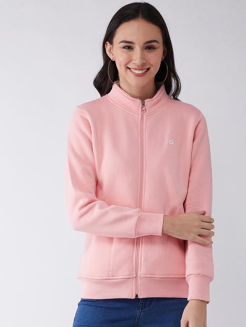 pink solid stand collar sweatshirt - 20436406 - Very Small Image - 1