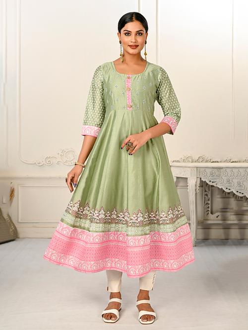 women three quarter sleeve anarkali kurta - 20446454 - Very Small Image - 1