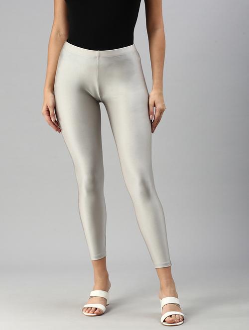 silver solid ankle length legging - 20449293 - Very Small Image - 1