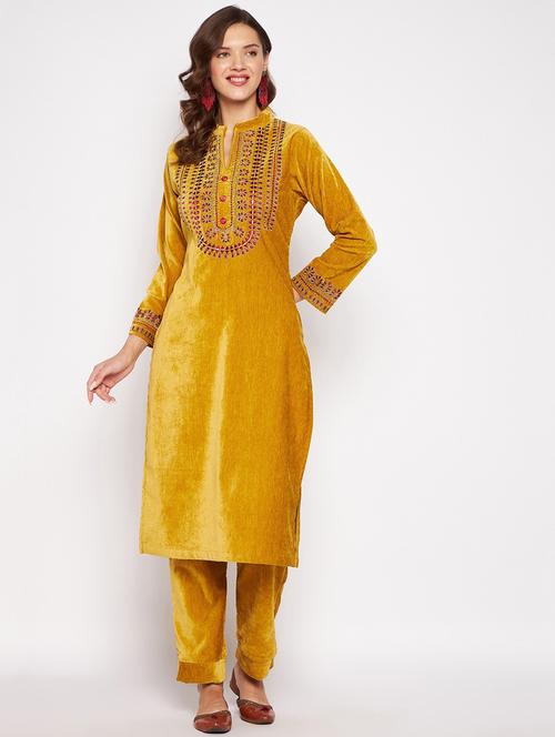 women long sleeve woollen kurta pant set - 20506753 - Very Small Image - 1
