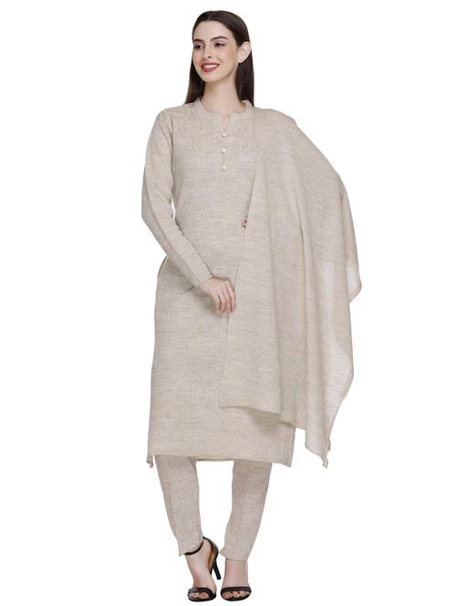 women self design wool suit set with dupatta - 20509509 - Very Small Image - 1