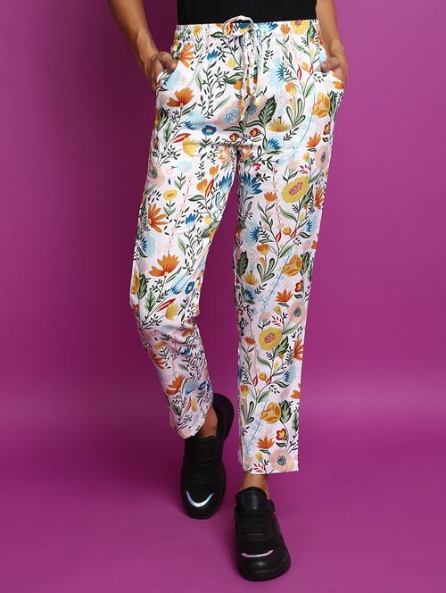 multi colored rayon printed pajama - 20541038 - Very Small Image - 1