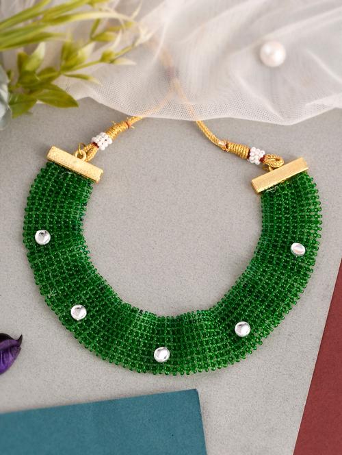 women gold toned green beads necklace - 20547040 - Very Small Image - 1