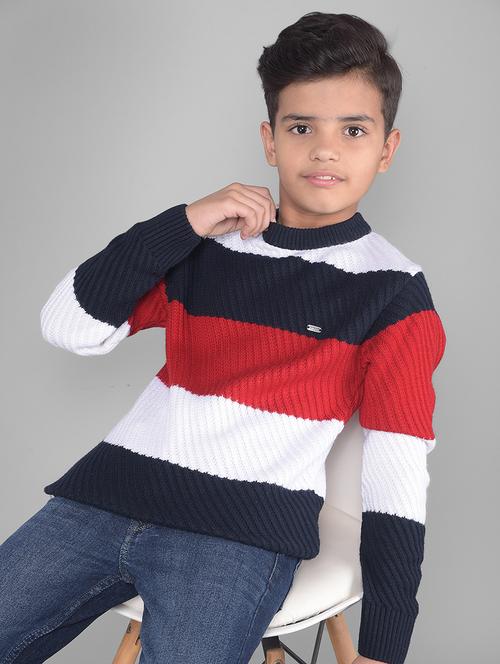 boys round neck color block sweater - 20547073 - Very Small Image - 1
