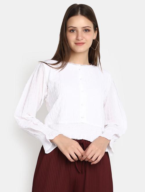 women white solid regular top - 20594776 - Very Small Image - 1