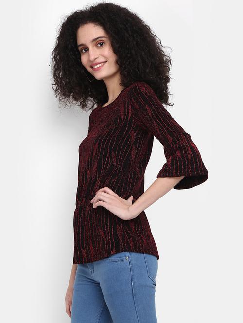 maroon cotton regular top - 20681967 - Very Small Image - 1