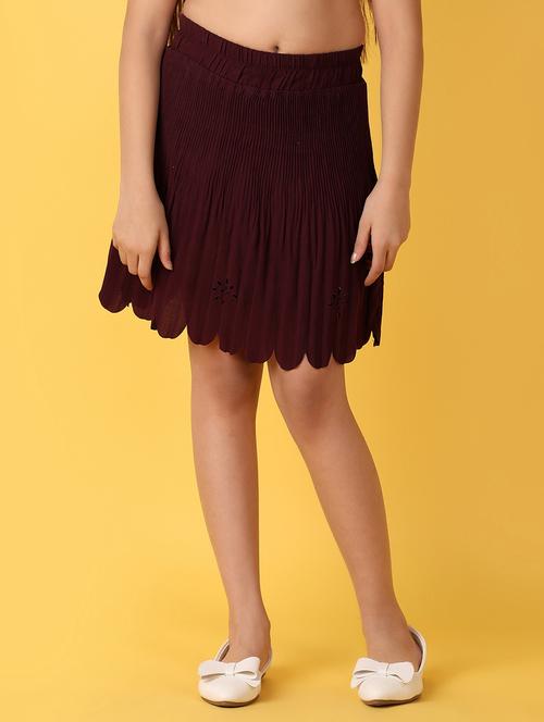 girls maroon solid regular skirt - 20724789 - Very Small Image - 1