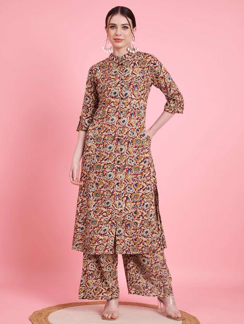 maroon rayon kurta pant set - 20754949 - Very Small Image - 1