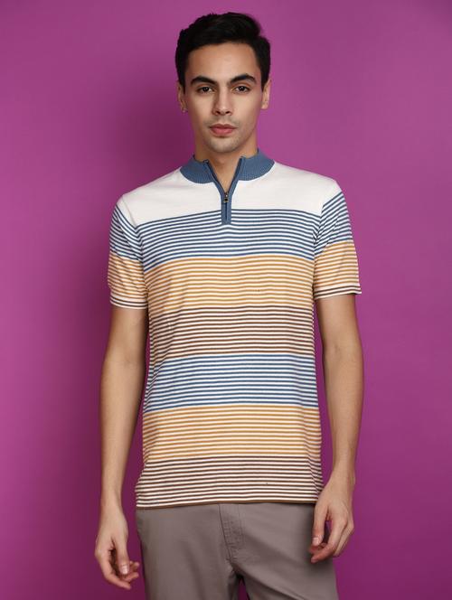 men mock neck striped t-shirt - 20755269 - Very Small Image - 1