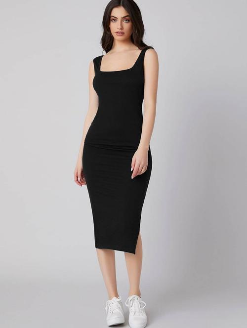 women black solid sleeveless bodycon dress - 20839101 - Very Small Image - 1