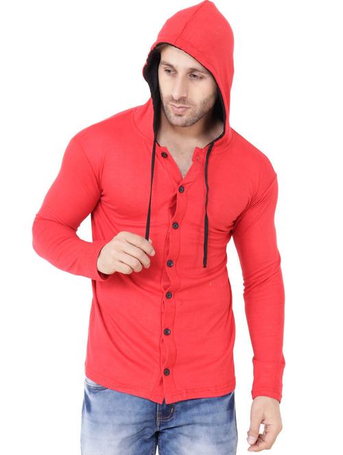 men hood neck solid casual shirt - 20840563 - Very Small Image - 1
