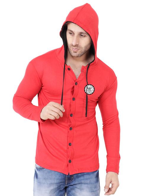 red cotton blend casual shirt - 20841112 - Very Small Image - 1