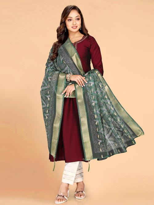 women green printed dupatta - 20850262 - Very Small Image - 1