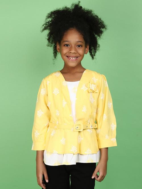 yellow printed detailed casual top - 20852229 - Very Small Image - 1