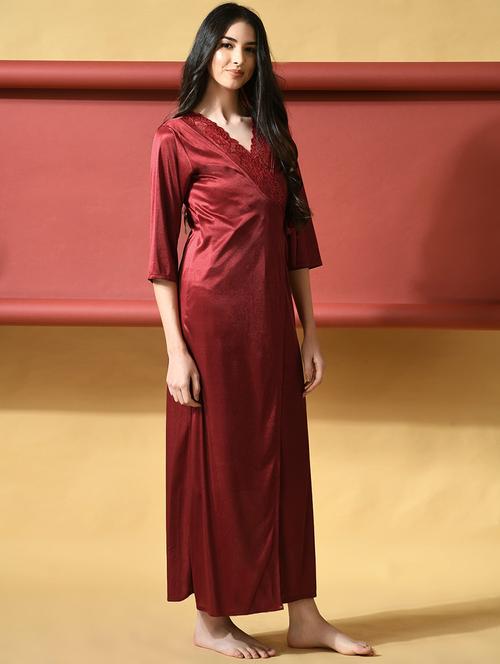 women lace detailed nighty with shrug - 20852774 - Very Small Image - 1