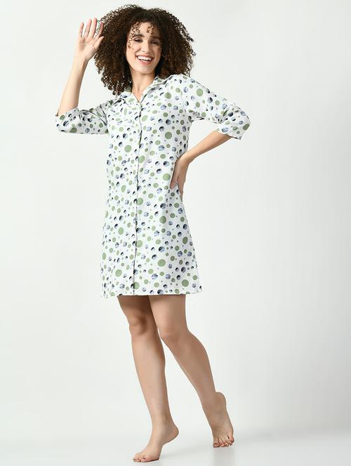 white printed detailed night dress - 20852831 - Very Small Image - 1