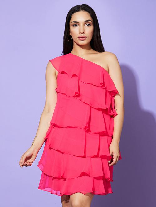 pink polyester layered dress - 20958599 - Very Small Image - 1