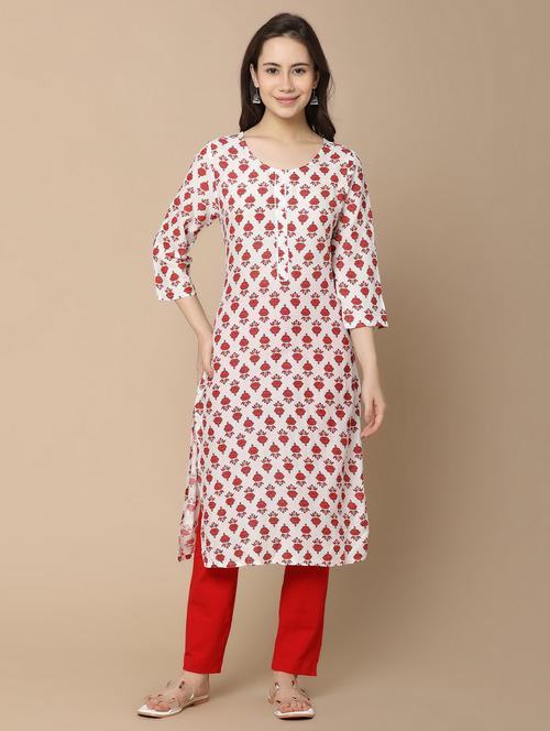 white rayon straight kurta - 20958788 - Very Small Image - 1