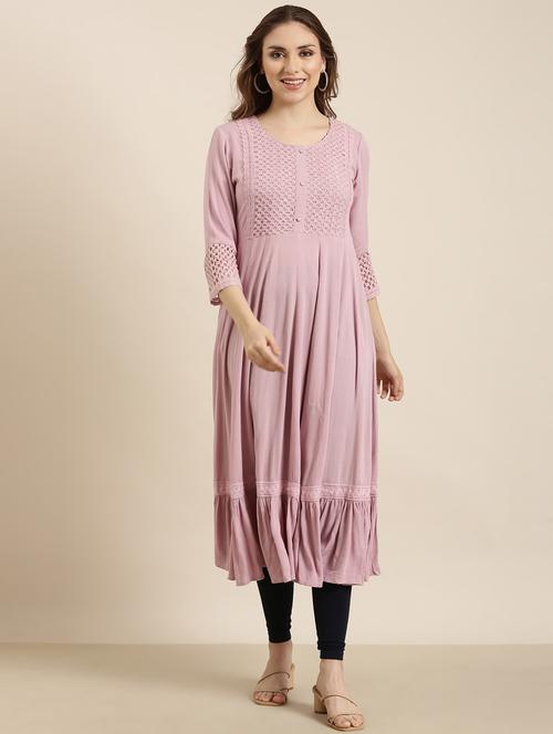 women three quarter sleeve flared kurta - 20961033 - Very Small Image - 1