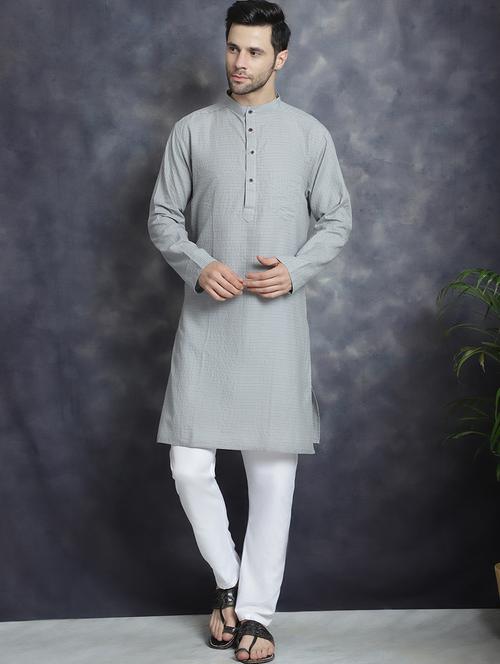men mandarin neck striped long kurta - 20961276 - Very Small Image - 1