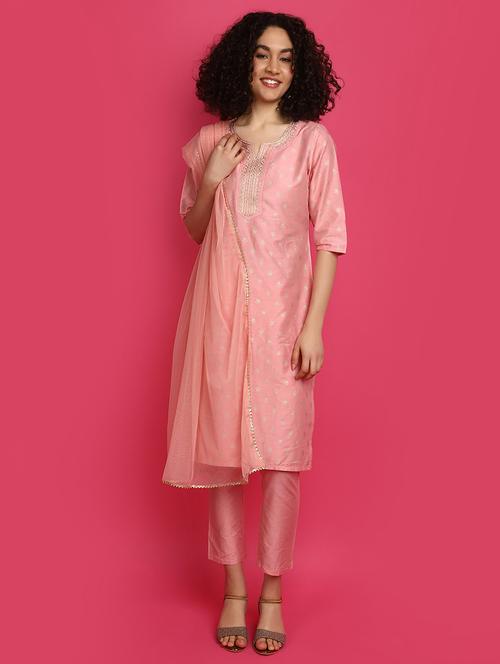 women notch neck kurta pant set with dupatta - 20965890 - Very Small Image - 1