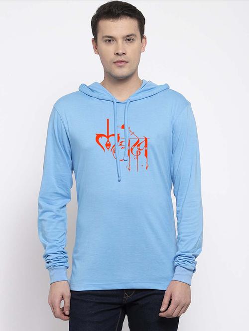 men hood neck chest print t-shirt - 20968877 - Very Small Image - 1
