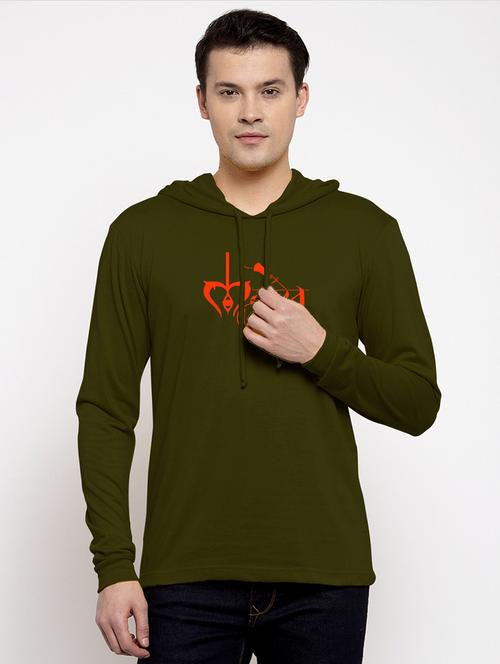 men hood neck chest printed t-shirt - 20968880 - Very Small Image - 1