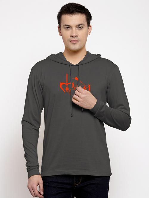 men hood neck chest printed t-shirt - 20968881 - Very Small Image - 1
