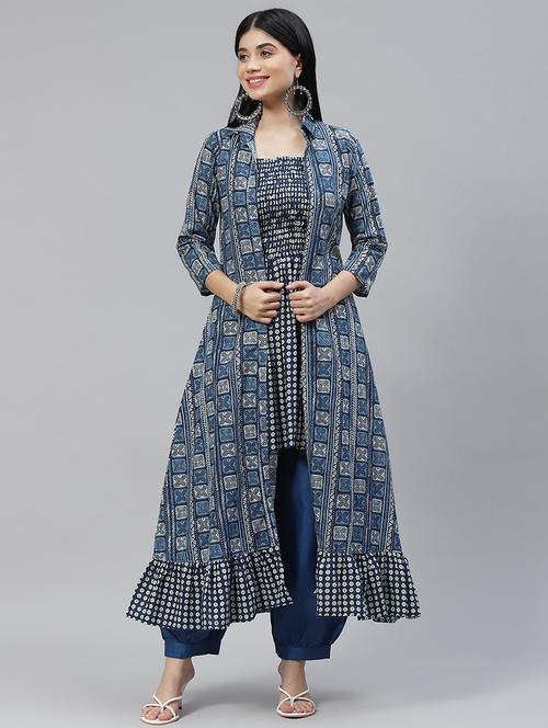 women blue kurta salwar set with shrug - 20983099 - Very Small Image - 1