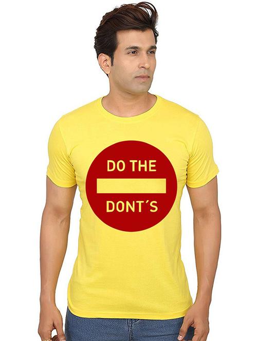 men round neck front print cotton t-shirt - 20987141 - Very Small Image - 1