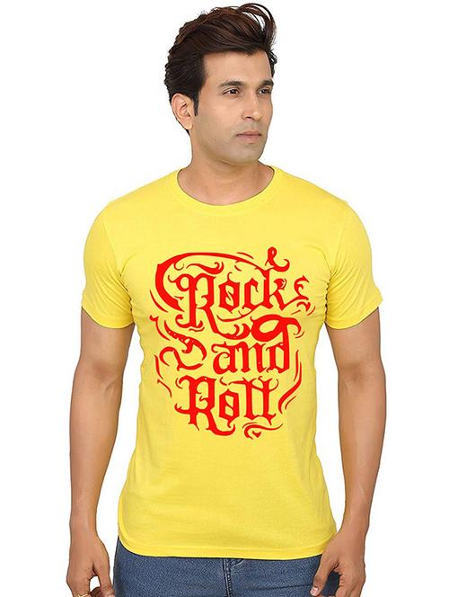 yellow cotton front print tshirt - 20991295 - Very Small Image - 1