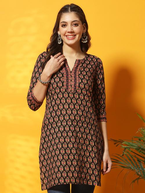 women black printed regular tunic - 20996205 - Very Small Image - 1