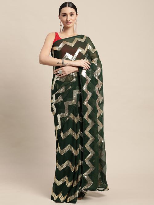 women sequined work saree with blouse - 21019232 - Very Small Image - 1